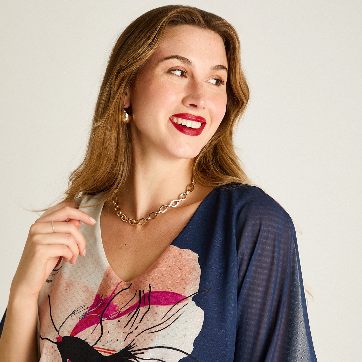 Túnica Azul Liviana de Manga Corta