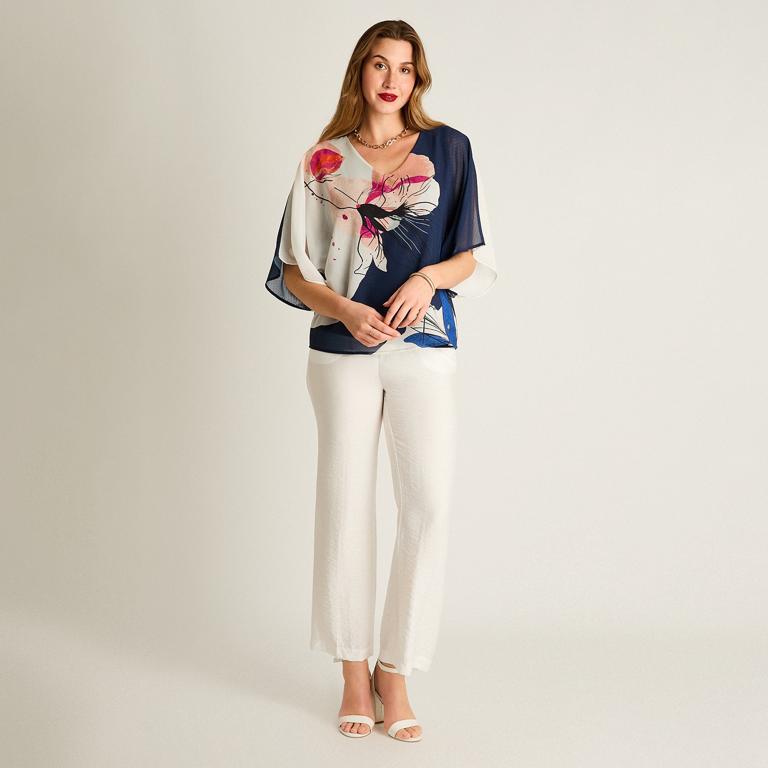 Túnica Azul Liviana de Manga Corta