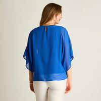 Túnica Azul Oscuro Floral Manga Corta