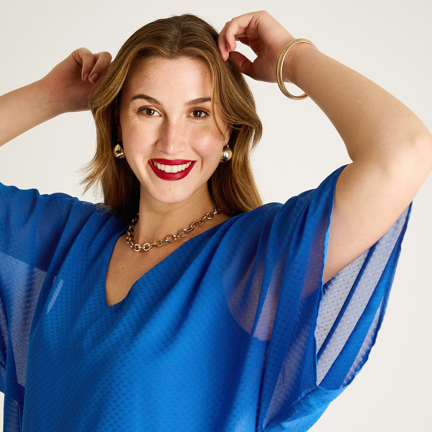 Túnica Azul Oscuro Floral Manga Corta