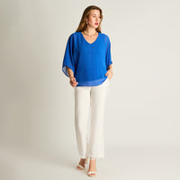 Túnica Azul Oscuro Floral Manga Corta