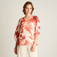 Túnica Naranjo Floral con Forro