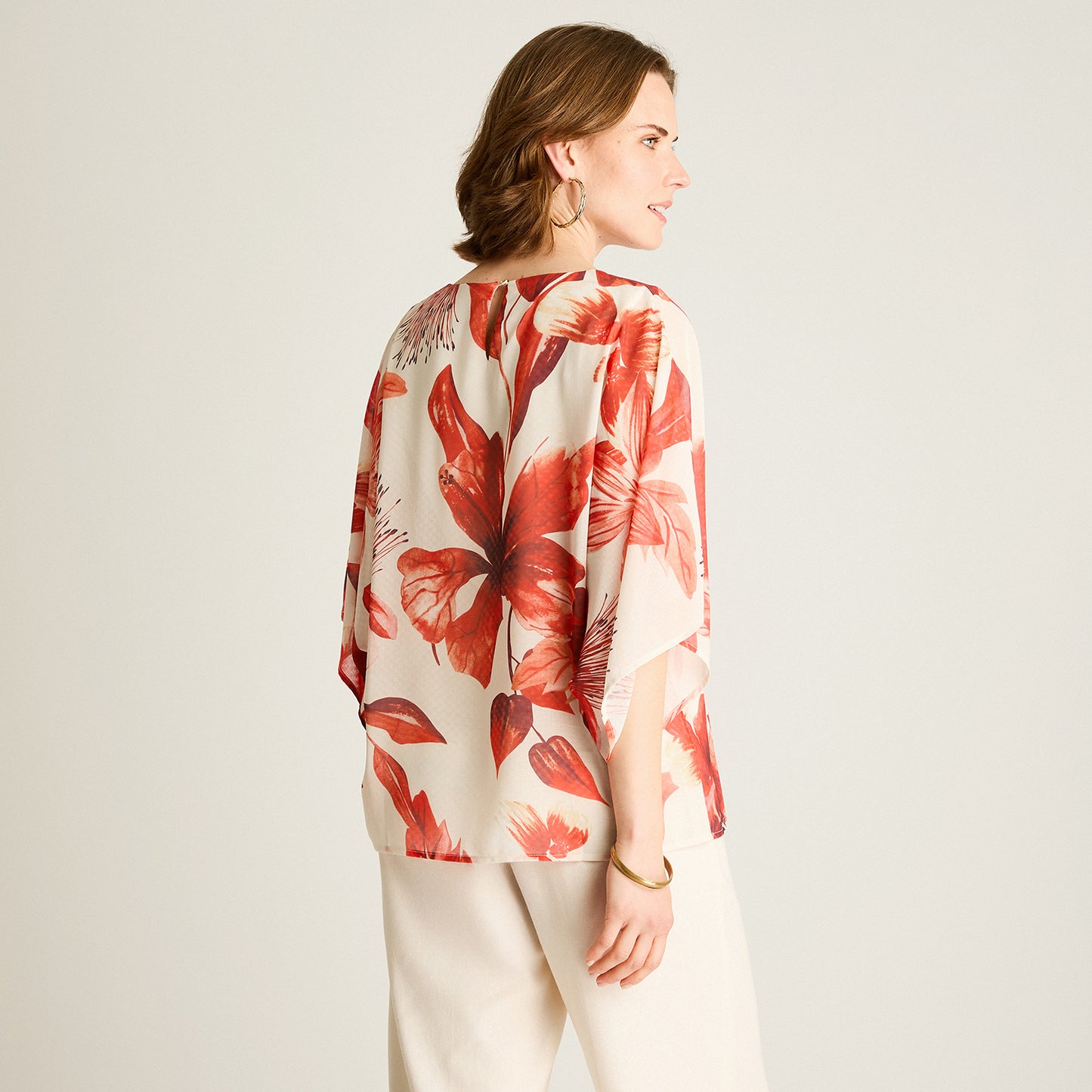 Túnica Naranjo Floral con Forro