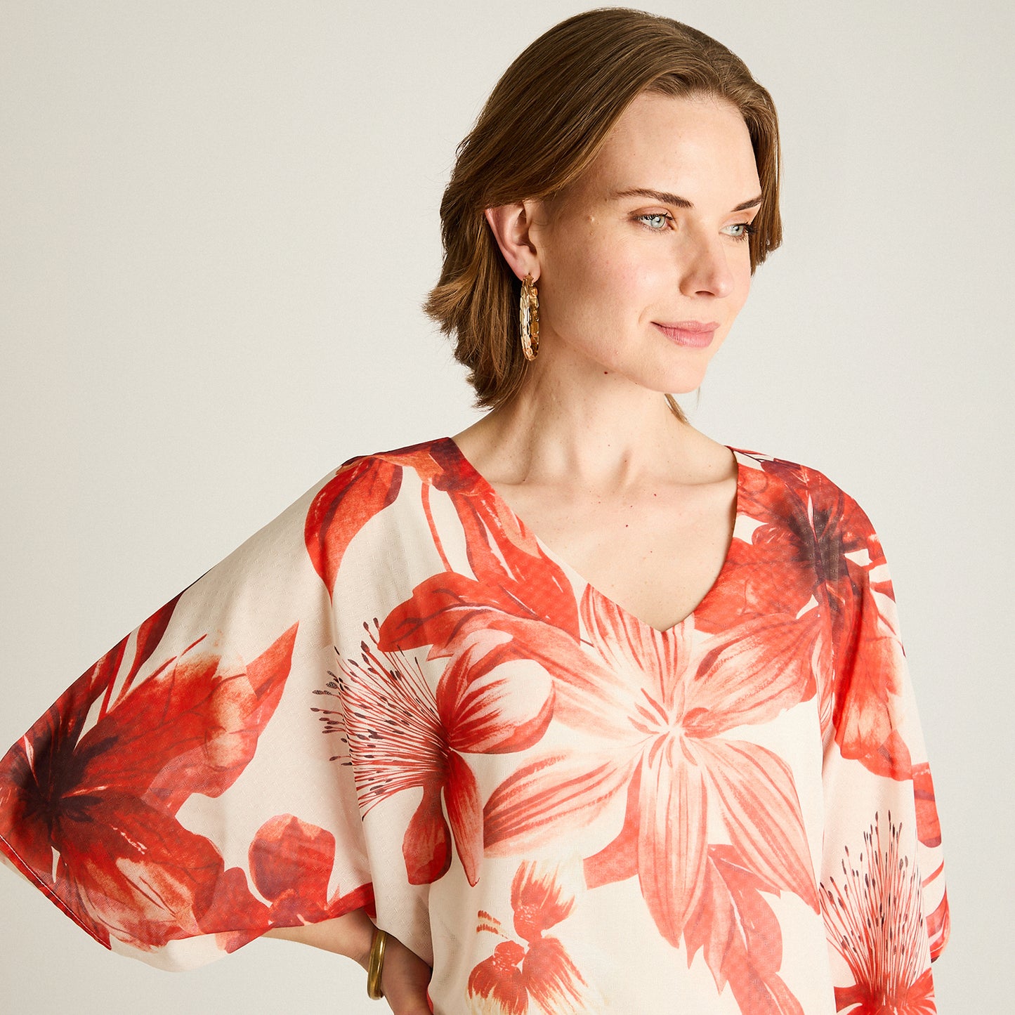 Túnica Naranjo Floral con Forro