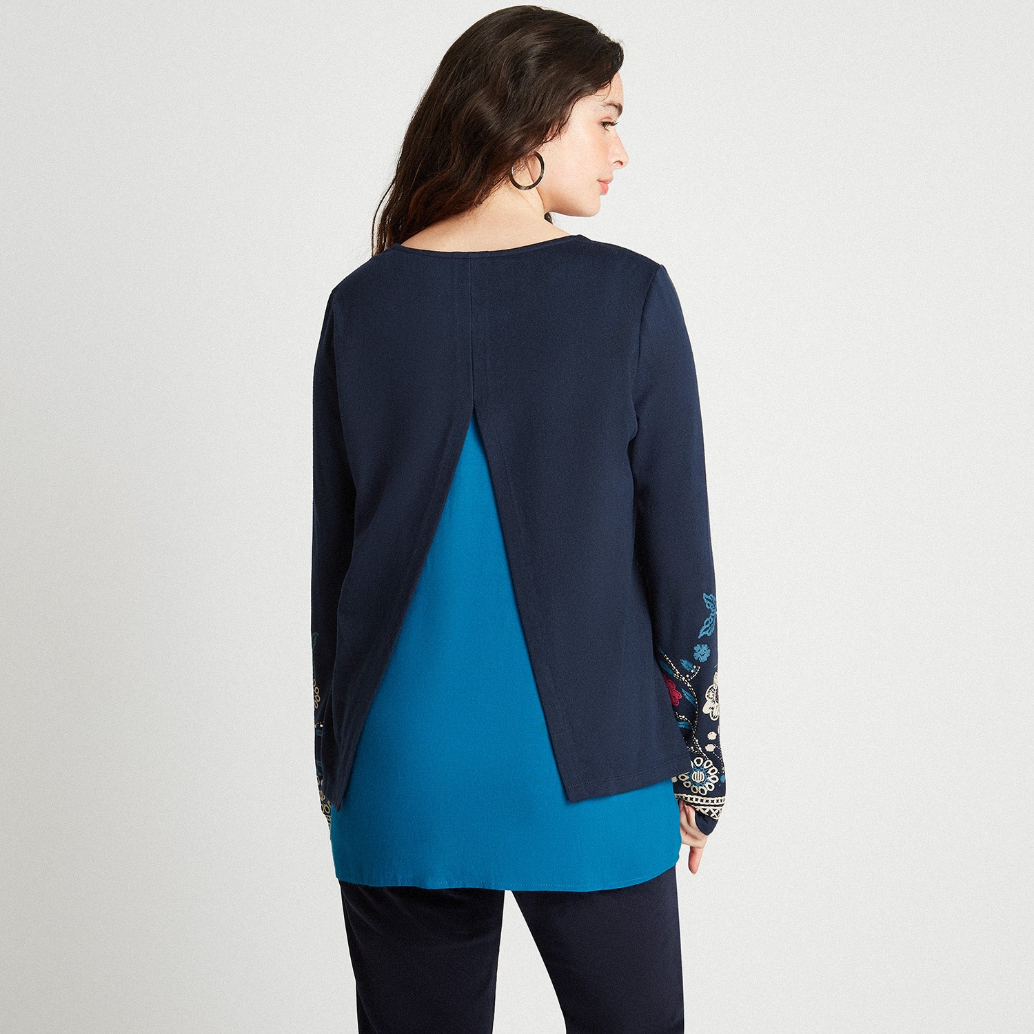 Polera Camant Con Blusa Falsa Azul