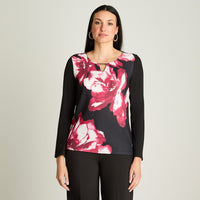 Polera Tejida Escote Redondo Estampada Negro Lorenzo Di Pontti