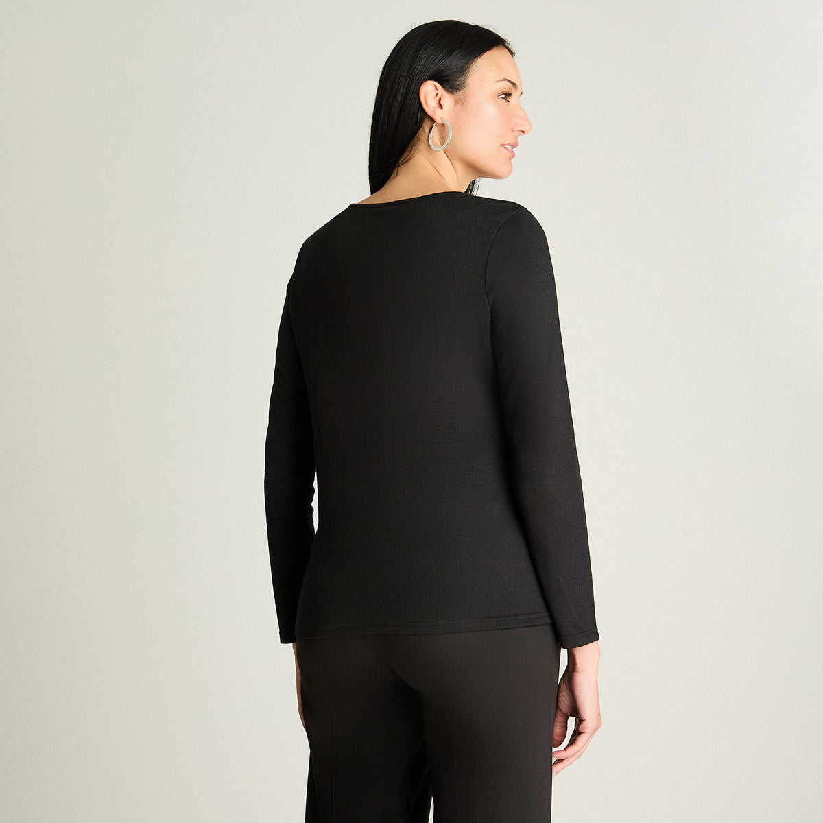 Polera Tejida Escote Redondo Estampada Negro Lorenzo Di Pontti