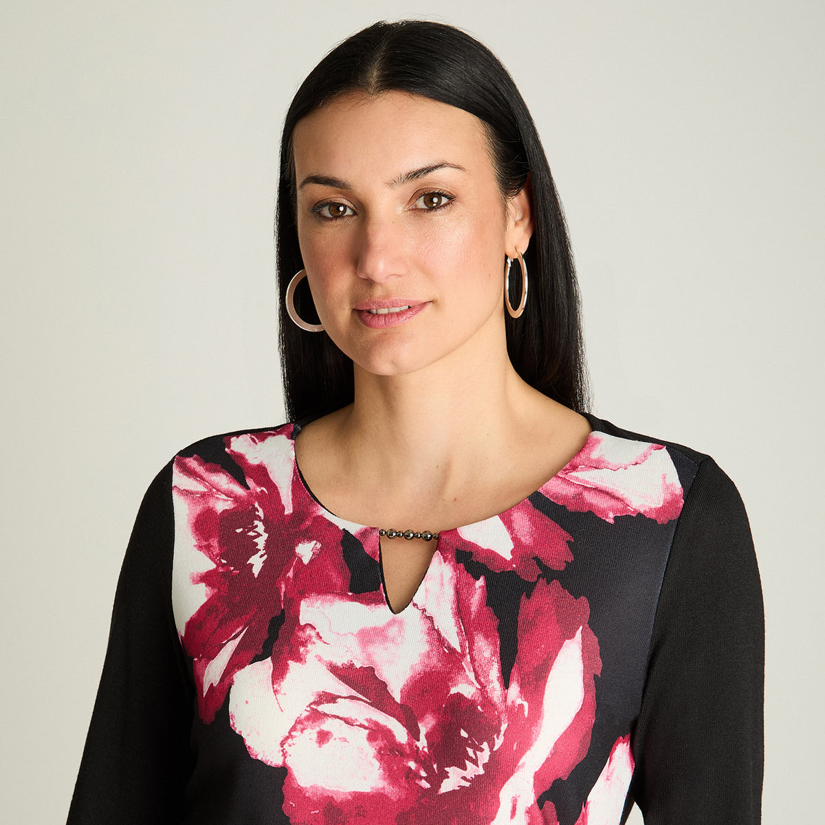 Polera Tejida Escote Redondo Estampada Negro Lorenzo Di Pontti