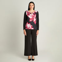 Polera Tejida Escote Redondo Estampada Negro Lorenzo Di Pontti