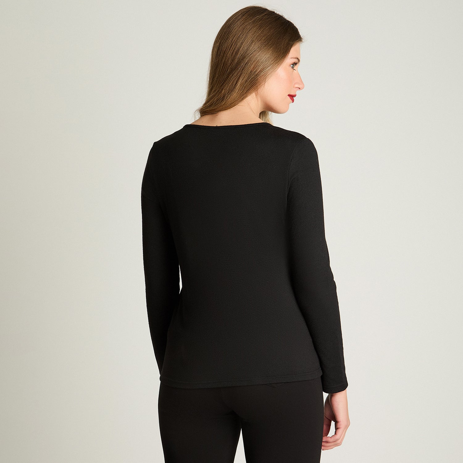 Polera Tejida Escote V Estampada Negro Lorenzo Di Pontti