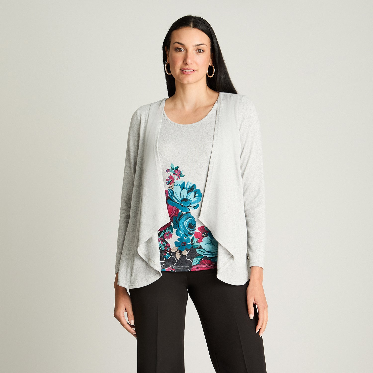 Polera Tejida Twin Set Con Capa Gris Lorenzo Di Pontti
