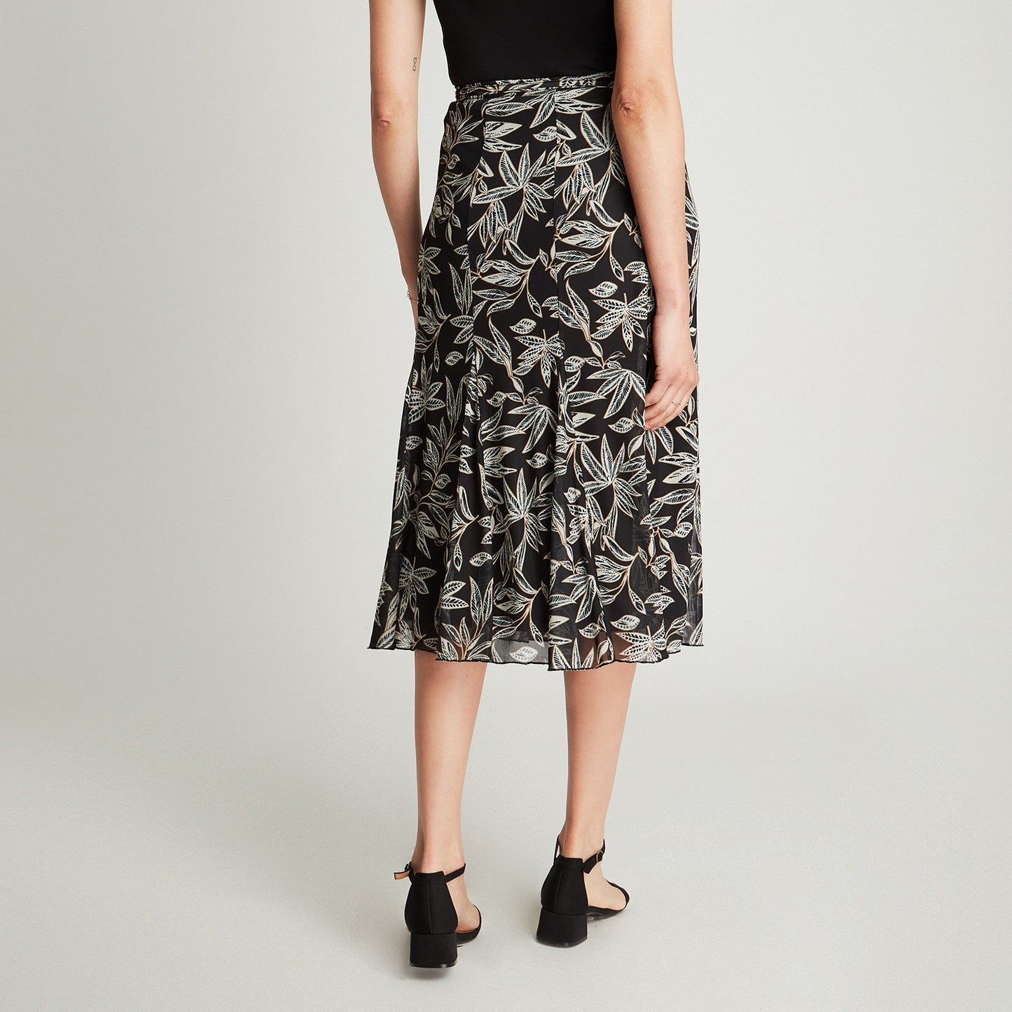 Falda Larga Negro Estampado