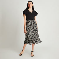 Falda Larga Negro Estampado