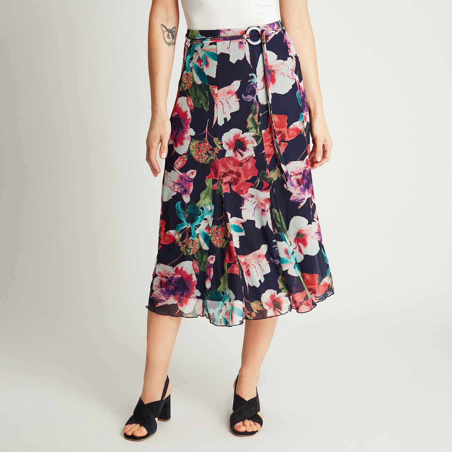 Falda Azul Larga Estampado Acampanada