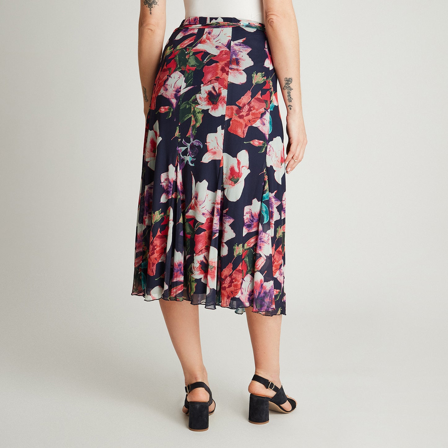 Falda Azul Larga Estampado Acampanada