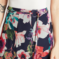 Falda Azul Larga Estampado Acampanada