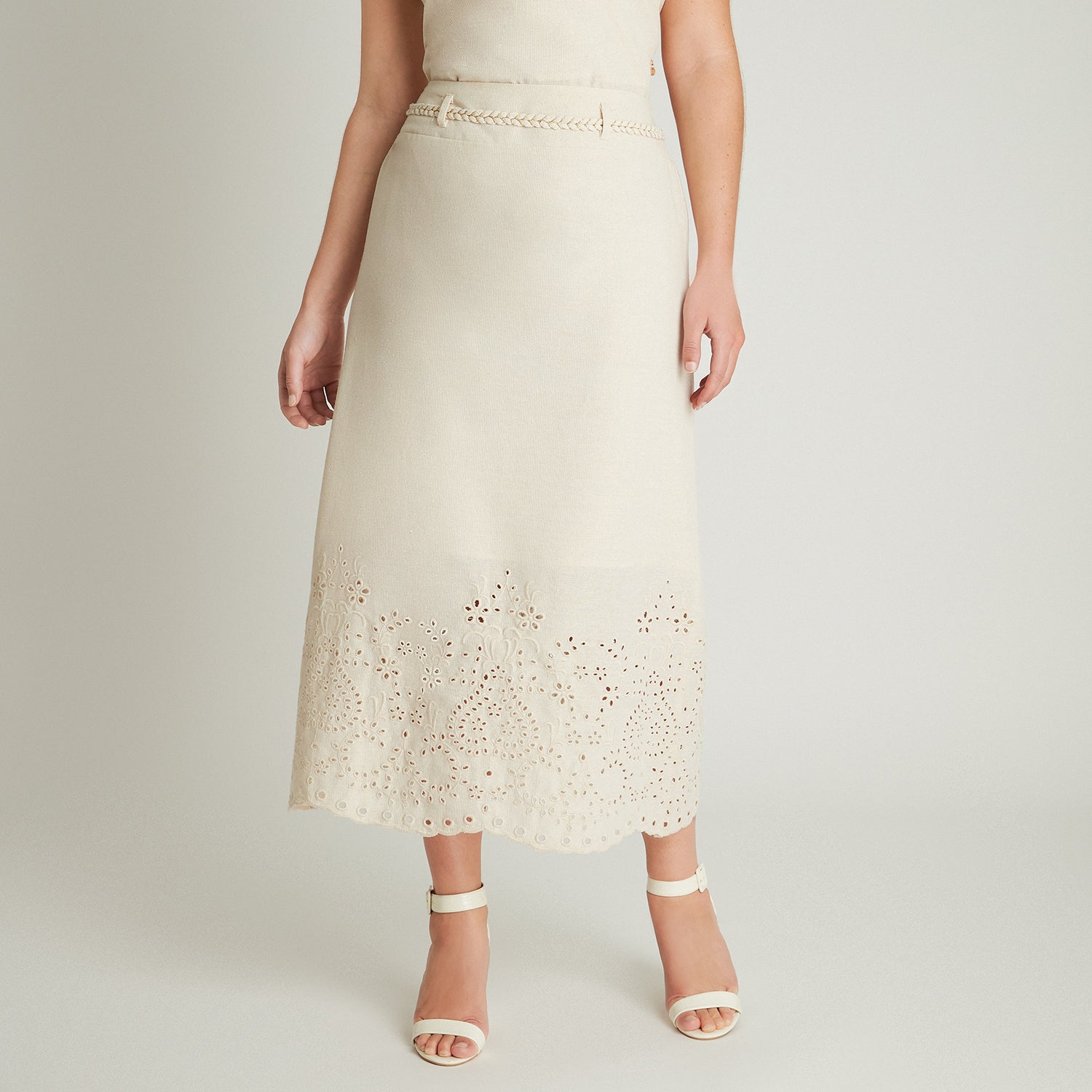 Falda Beige Largas Recta Lorenzo di Pontti