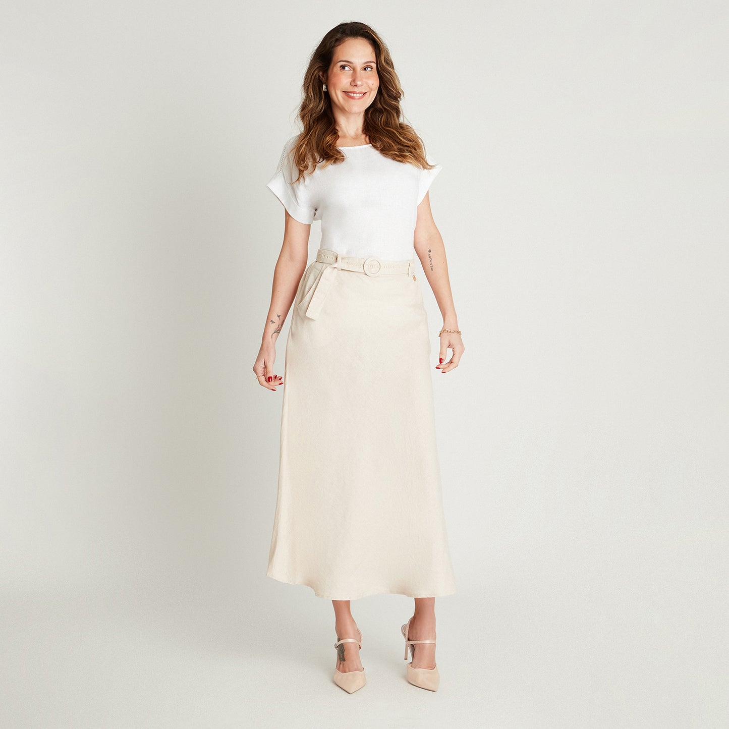 Falda Arena Midi Acampanada Lorenzo di Pontti