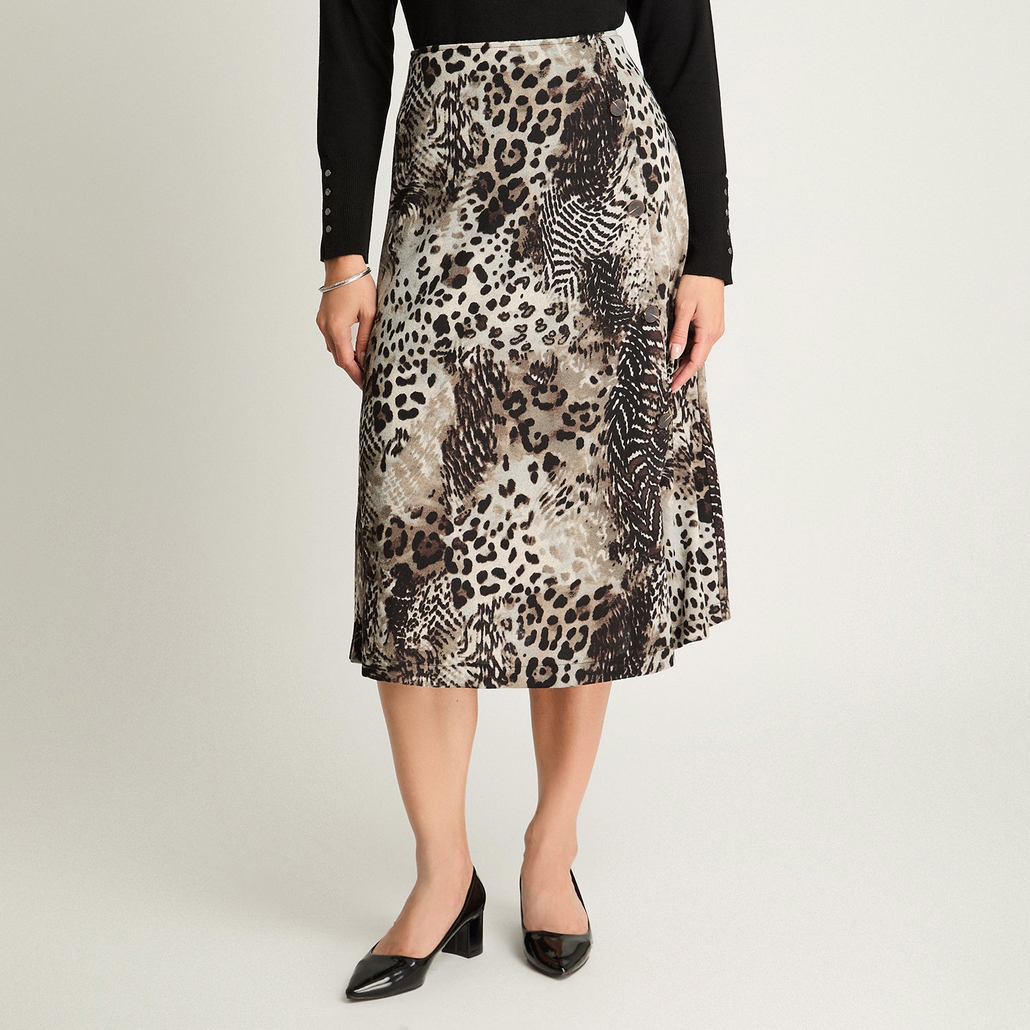 Falda De Camant Estampada Negro Lorenzo Di Pontti