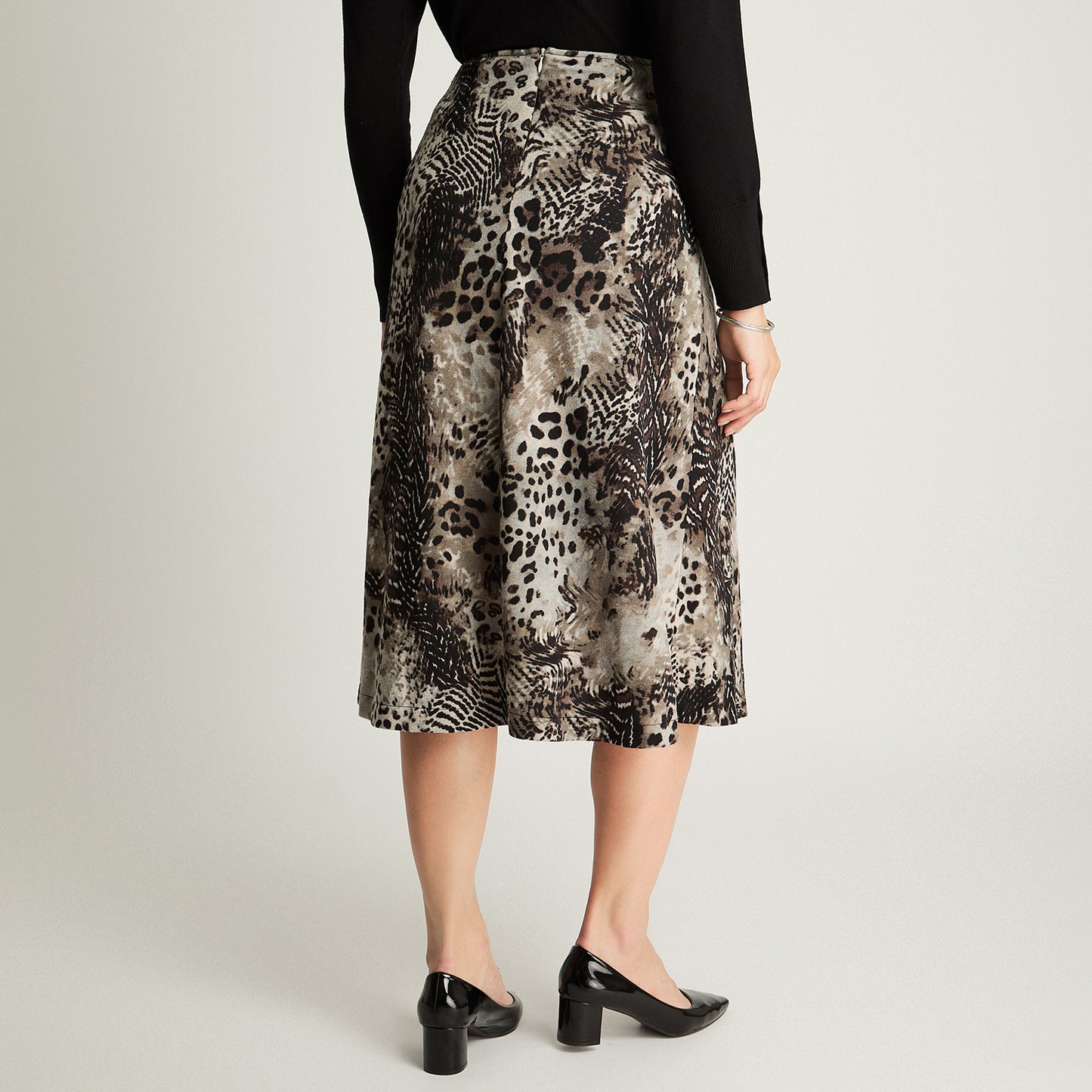 Falda De Camant Estampada Negro Lorenzo Di Pontti