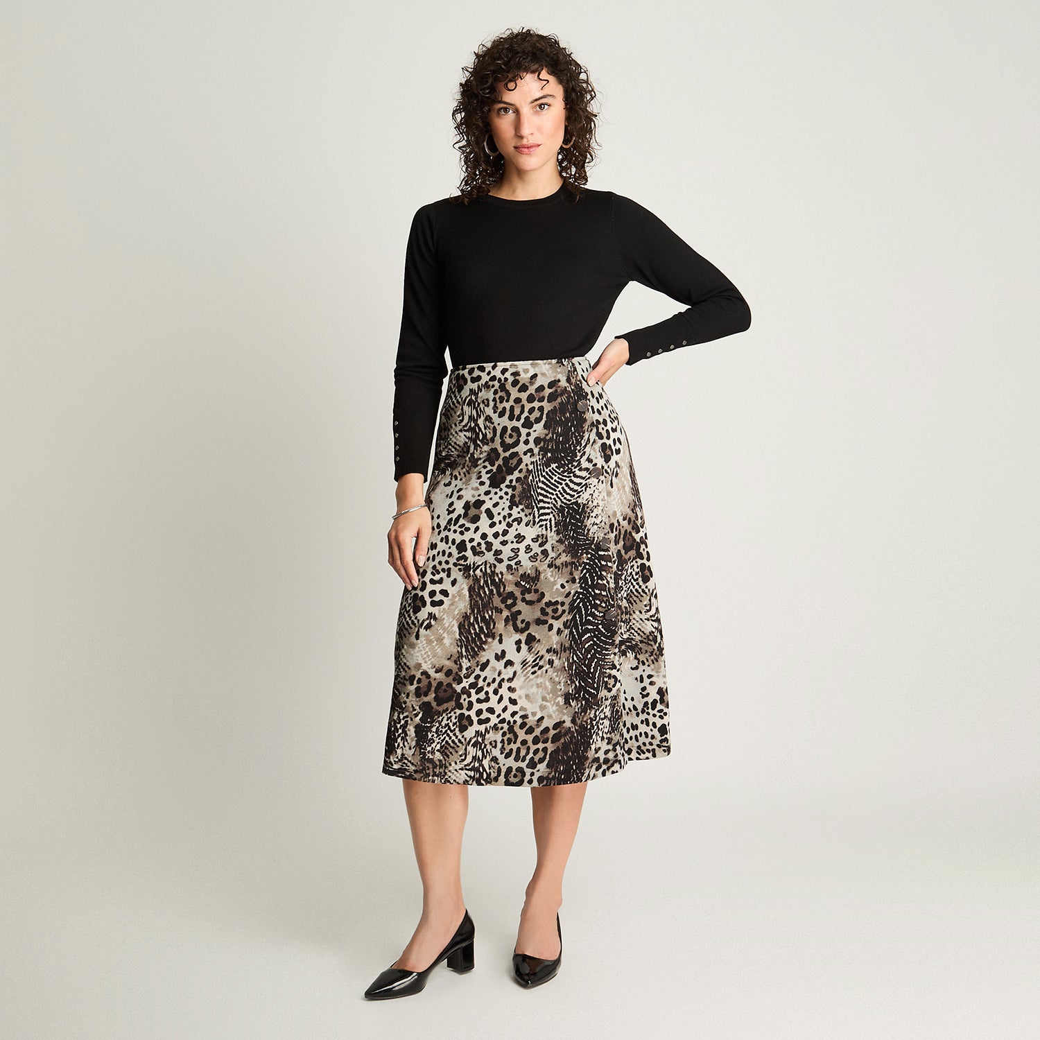 Falda De Camant Estampada Negro Lorenzo Di Pontti