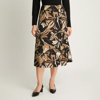 Falda De Camant Estampada Café Lorenzo Di Pontti