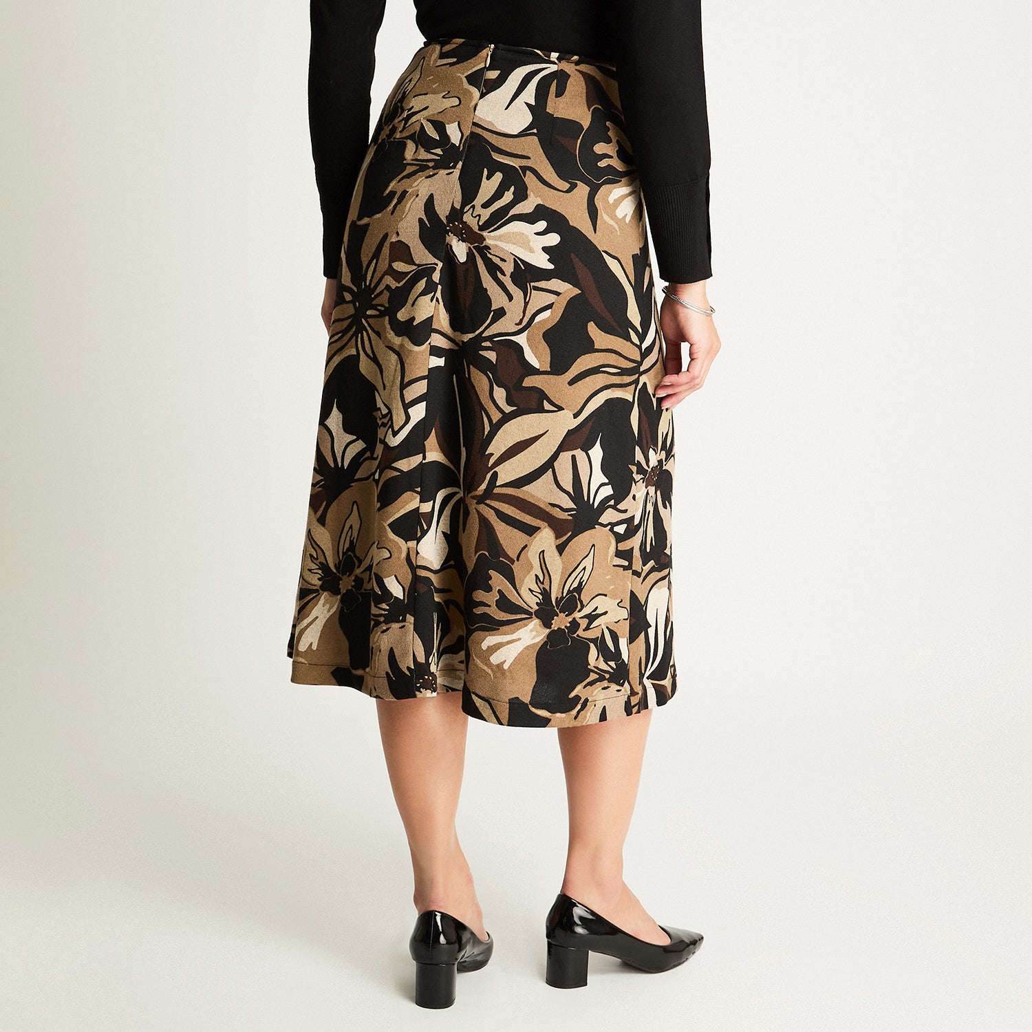 Falda De Camant Estampada Café Lorenzo Di Pontti