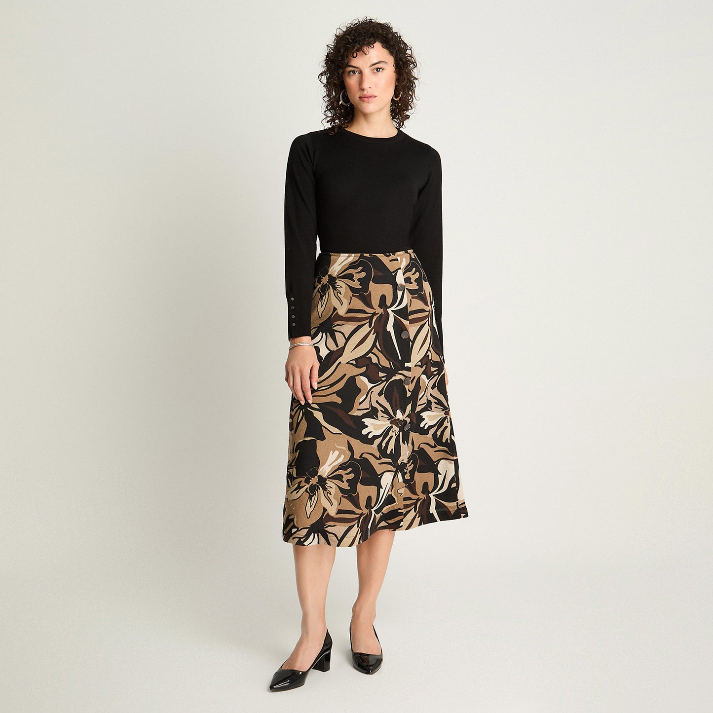 Falda De Camant Estampada Café Lorenzo Di Pontti