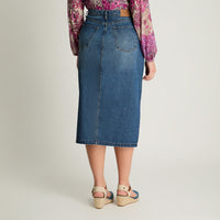 Falda Jeans Abertura Frontal Azul Curvi