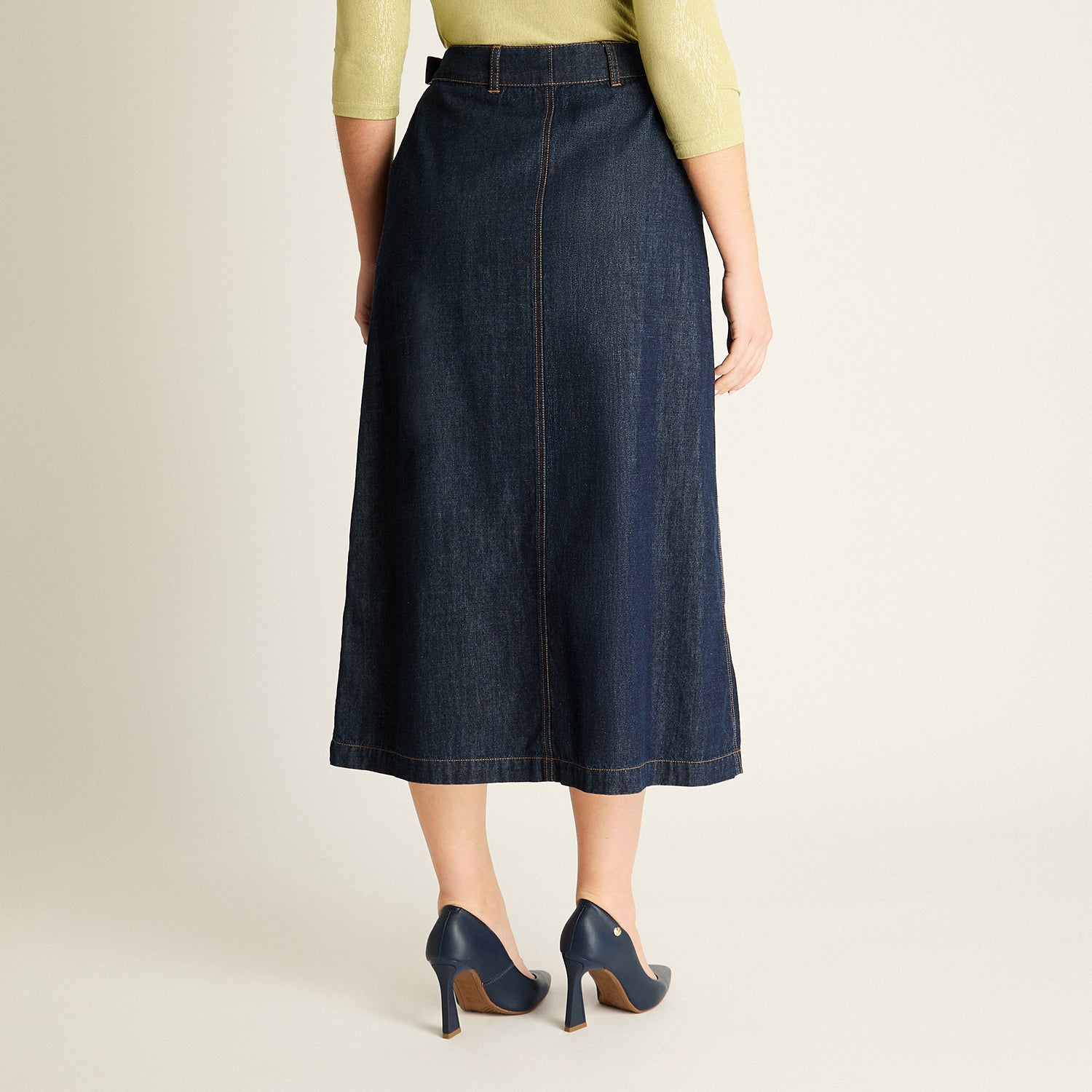 Falda Azul Maxi con Cinturón