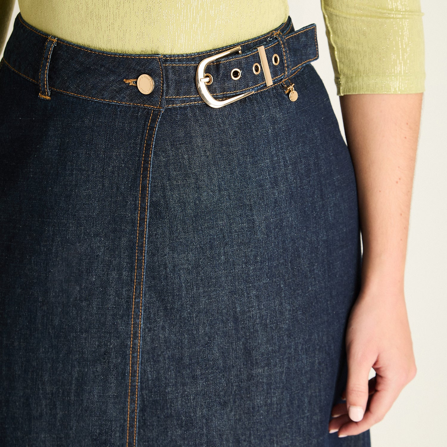 Falda Azul Maxi con Cinturón