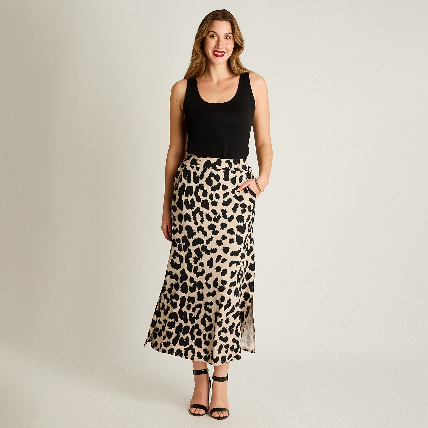 Falda Midi Animal Print Arena