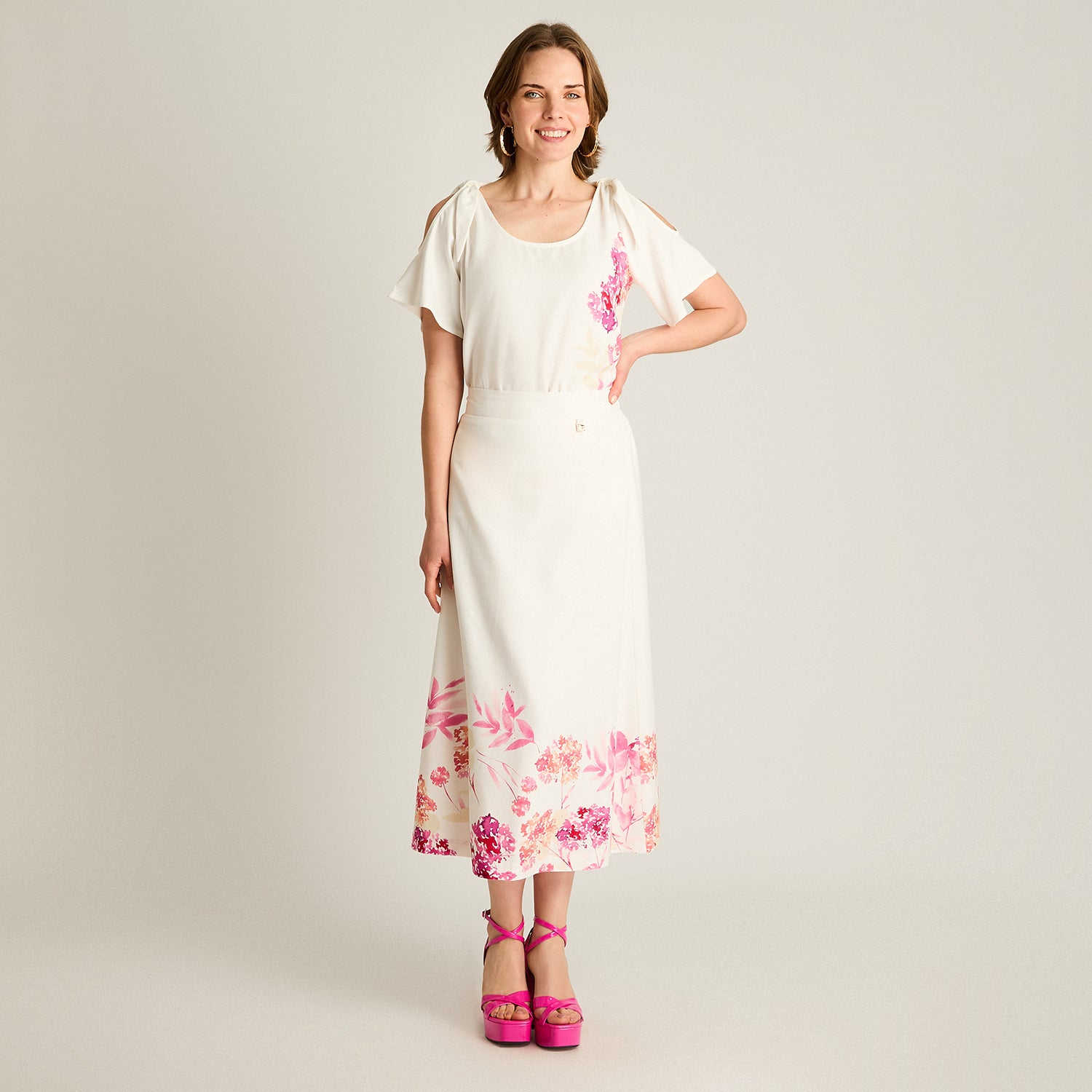 Falda Midi Crudo Floral