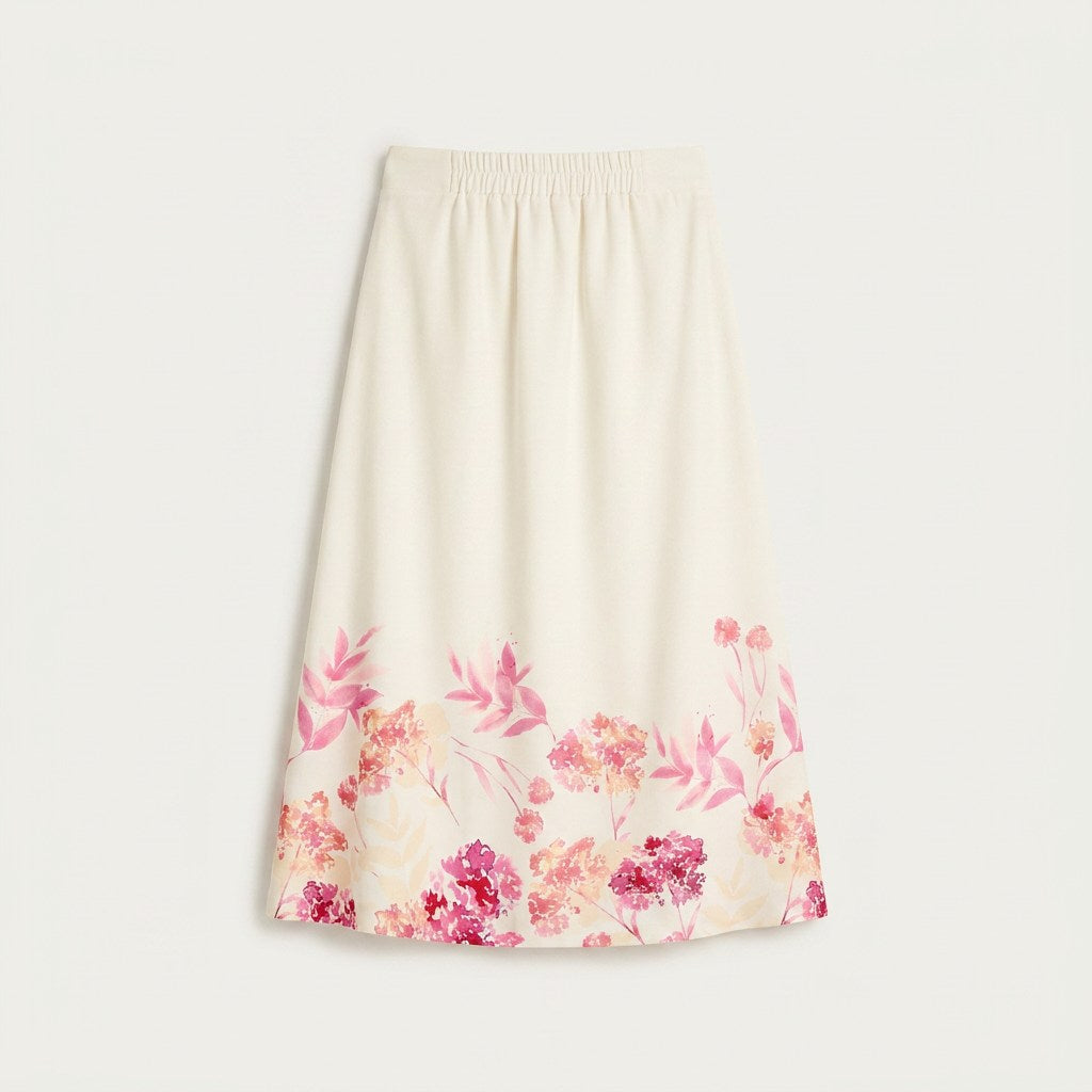 Falda Midi Crudo Floral en plano