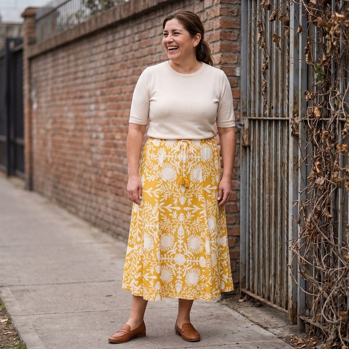 Falda Mostaza Maxi No Elasticado Calce Normal lifestyle