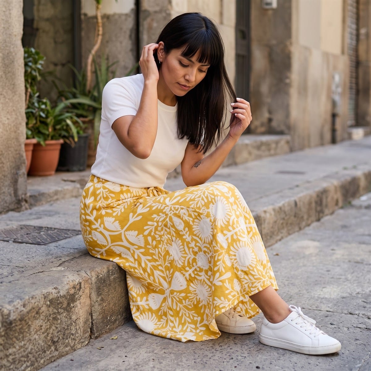 Falda Mostaza Maxi No Elasticado Calce Normal lifestyle
