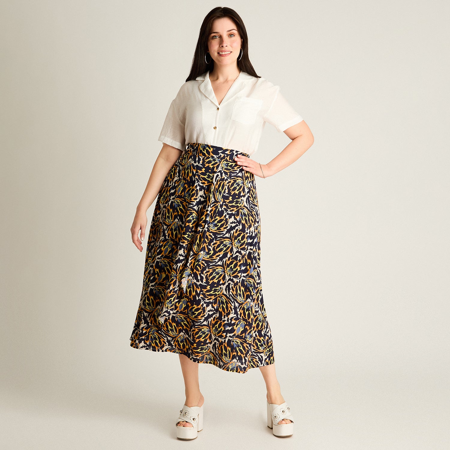 Falda Azul Maxi No Elasticado Calce Normal