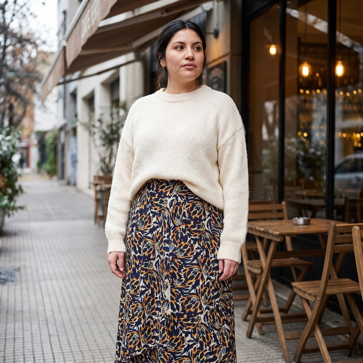 Falda Azul Maxi Calce Normal lifestyle