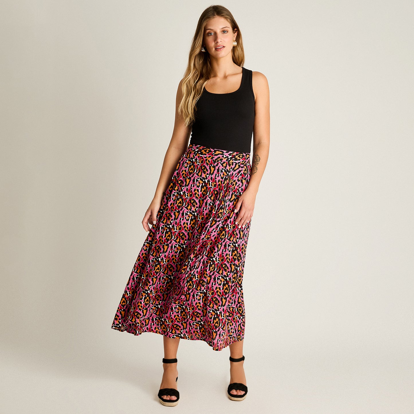 Falda Rojo Maxi No Elasticado Calce Normal