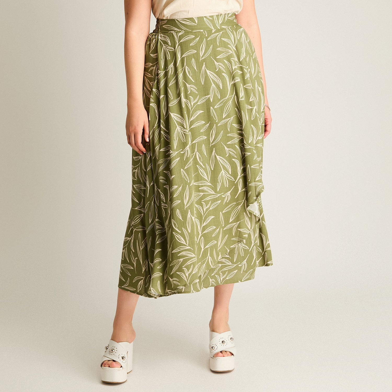 Falda Verde Maxi No Elasticado Calce Normal