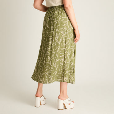 Falda Verde Maxi No Elasticado Calce Normal