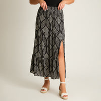 Falda Negro Maxi No Elasticado Calce Normal