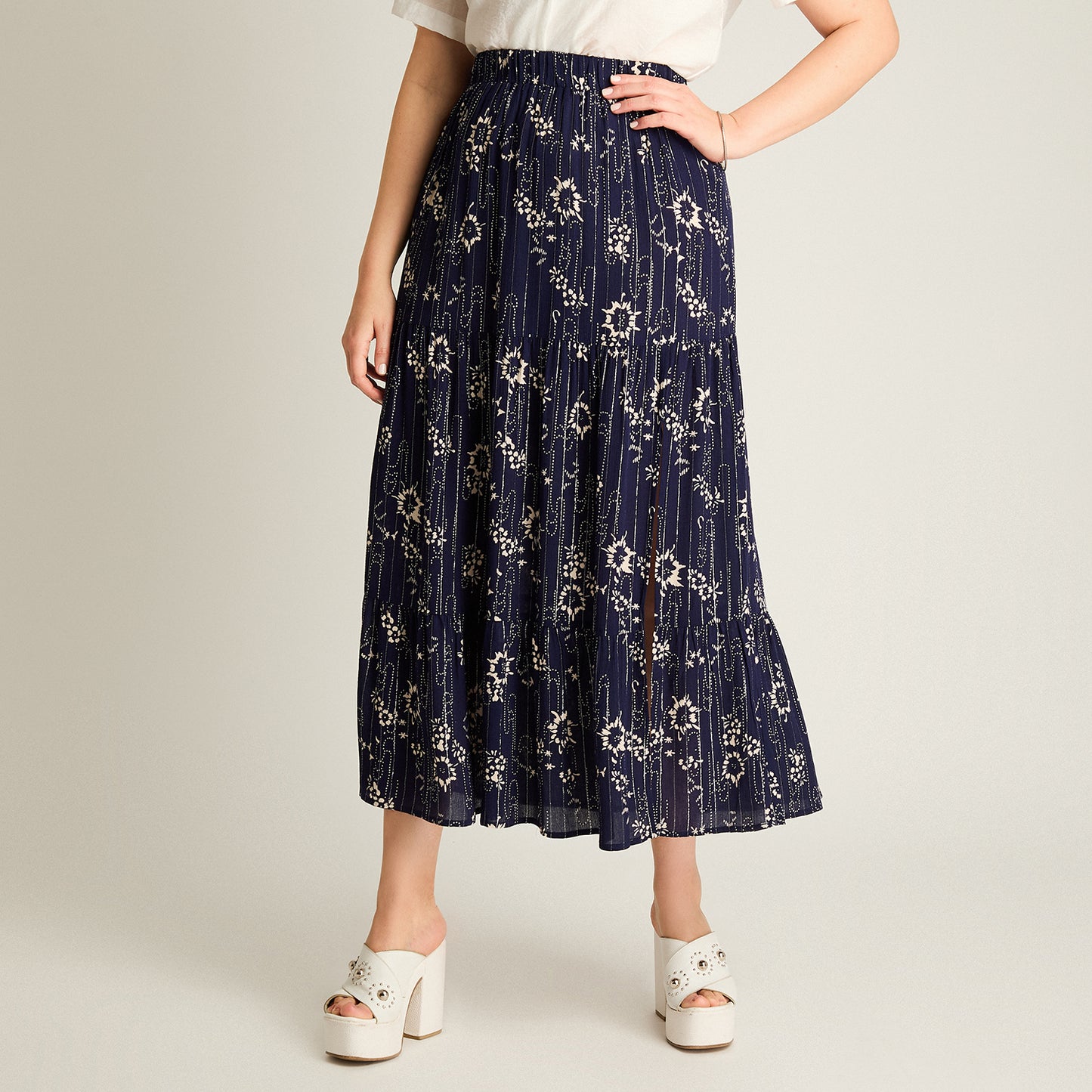 Falda Azul Maxi No Elasticado Calce Normal