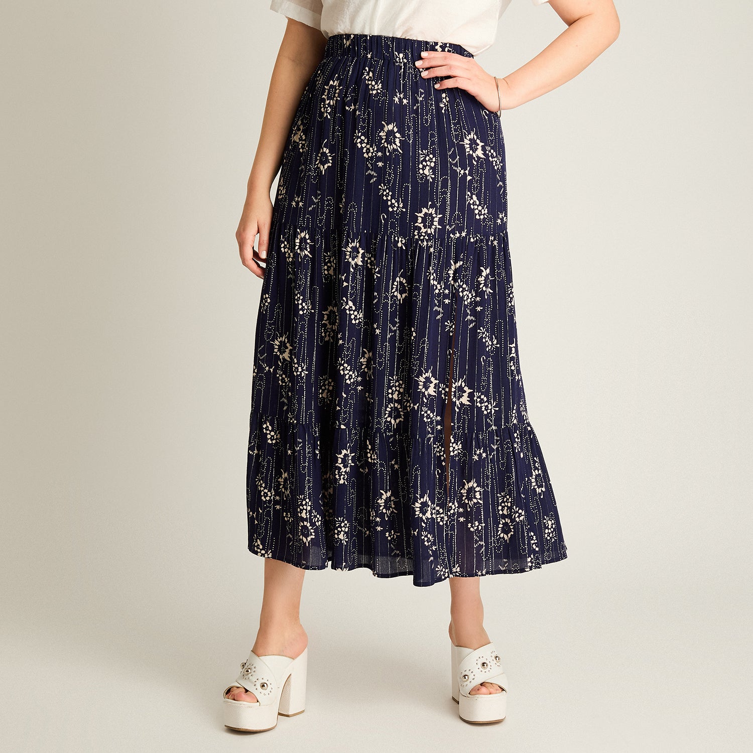 Falda Azul Maxi No Elasticado Calce Normal