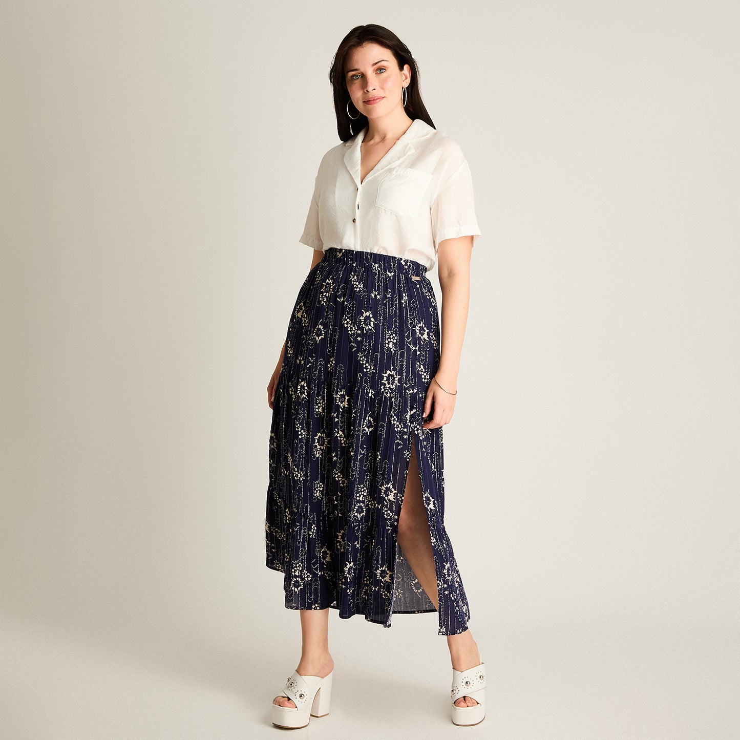 Falda Azul Maxi No Elasticado Calce Normal