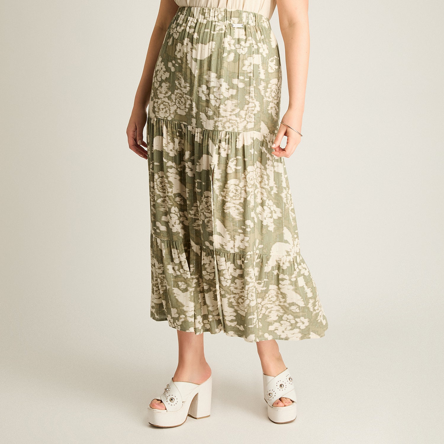 Falda Verde Maxi No Elasticado Calce Normal