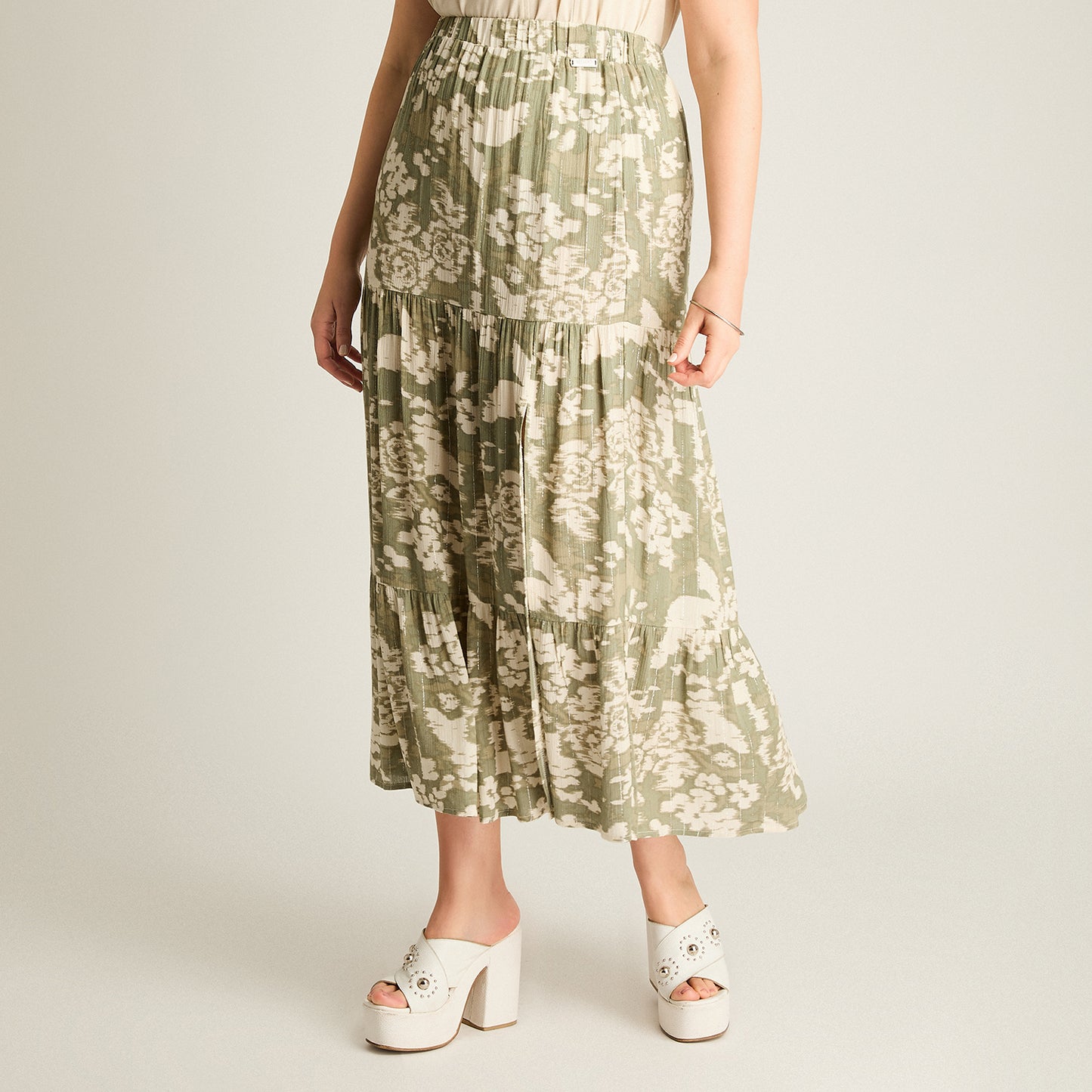 Falda Verde Maxi No Elasticado Calce Normal