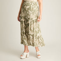 Falda Verde Maxi No Elasticado Calce Normal