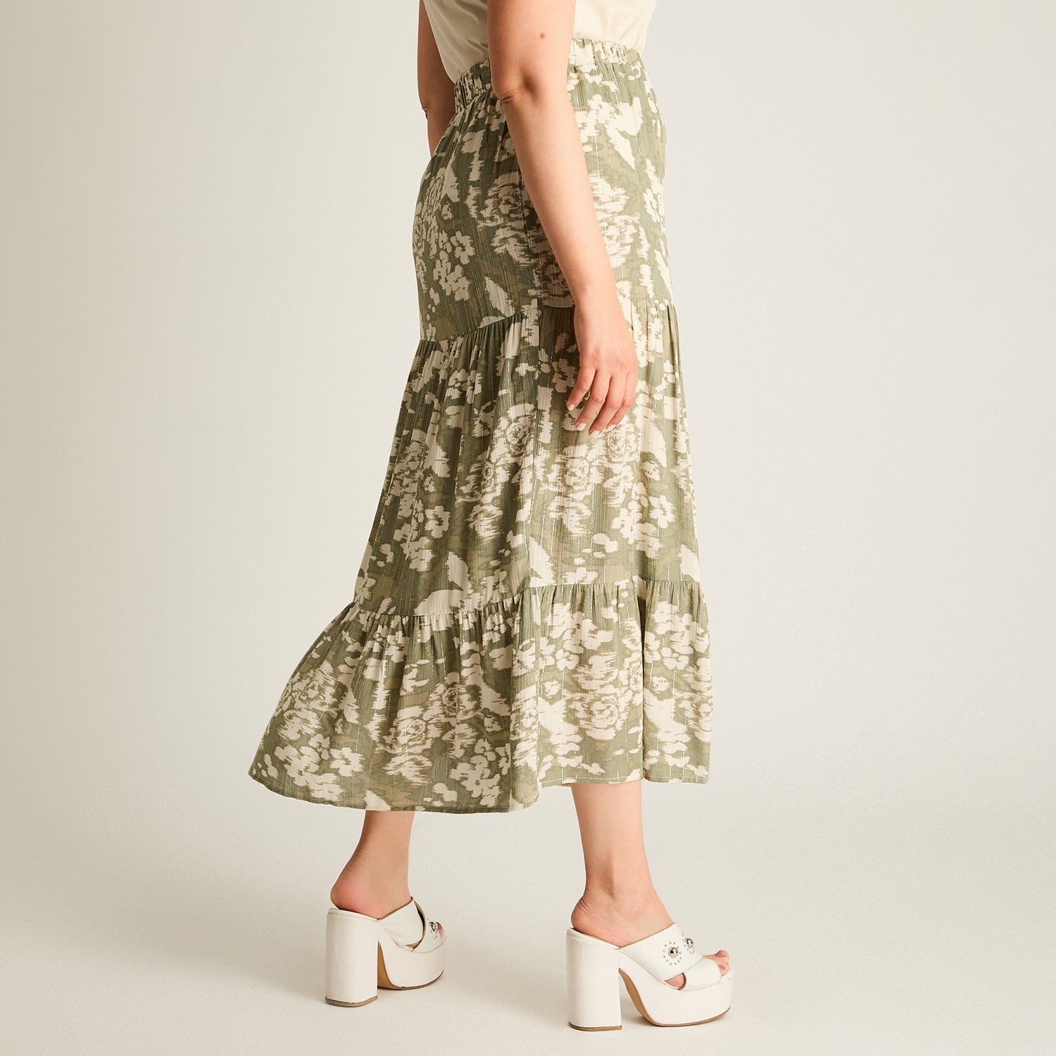 Falda Verde Maxi No Elasticado Calce Normal