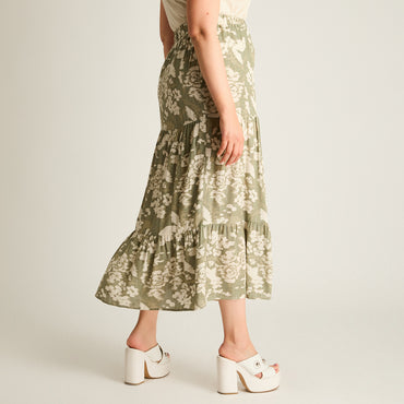 Falda Verde Maxi No Elasticado Calce Normal